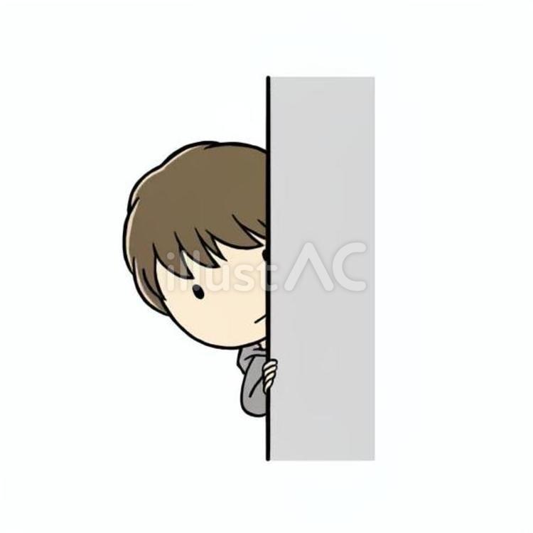 壁からそっとのぞき見する男性 のぞき見,チラ見,心配のイラスト素材