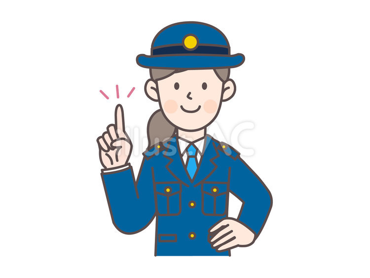 腰に手を当てて指差しする婦警さん 警察官,女性,人物のイラスト素材