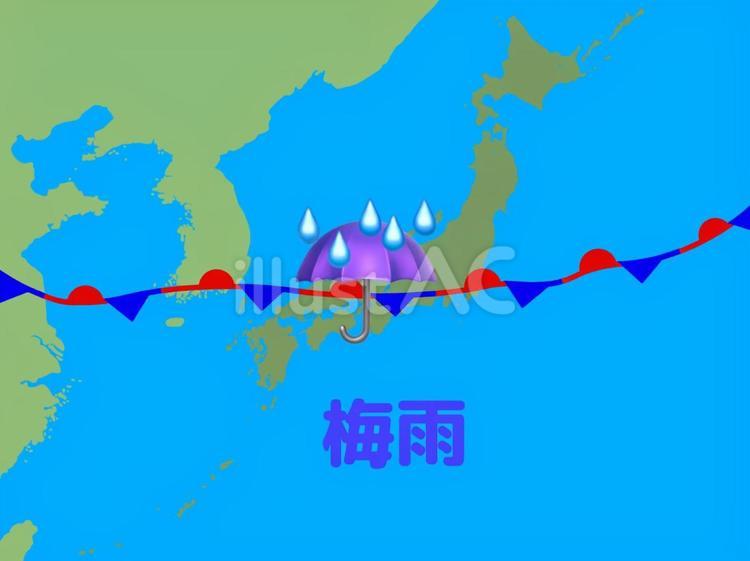 梅雨 梅雨前線,梅雨,初夏のイラスト素材