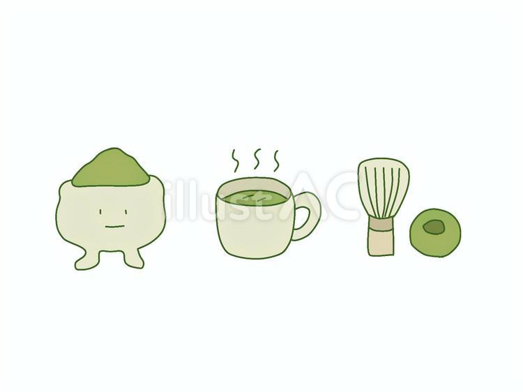 抹茶 抹茶,茶筅,茶筅立てのイラスト素材