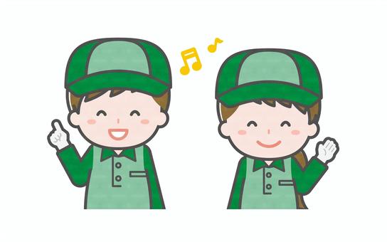 ミニ_2人_配達員の男女01 男性,女性,大人,職業,仕事,配達員,宅配,スタッフ,物流,ドライバーのイラスト素材