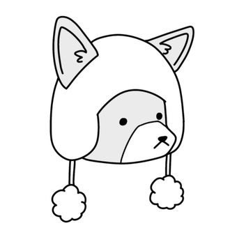 ニット帽の犬(白黒) ニット帽の犬(白黒) ニット帽,帽子,ニット,毛糸,編み物,スポーティ,手編み,スポーツ,冬,雪のイラスト素材