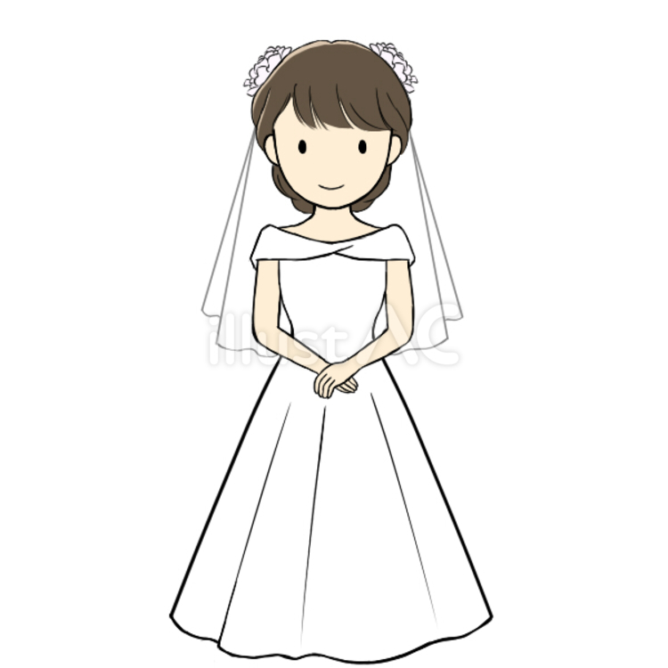 微笑んでいる新婦 新婦,花嫁,ウェディングドレスのイラスト素材
