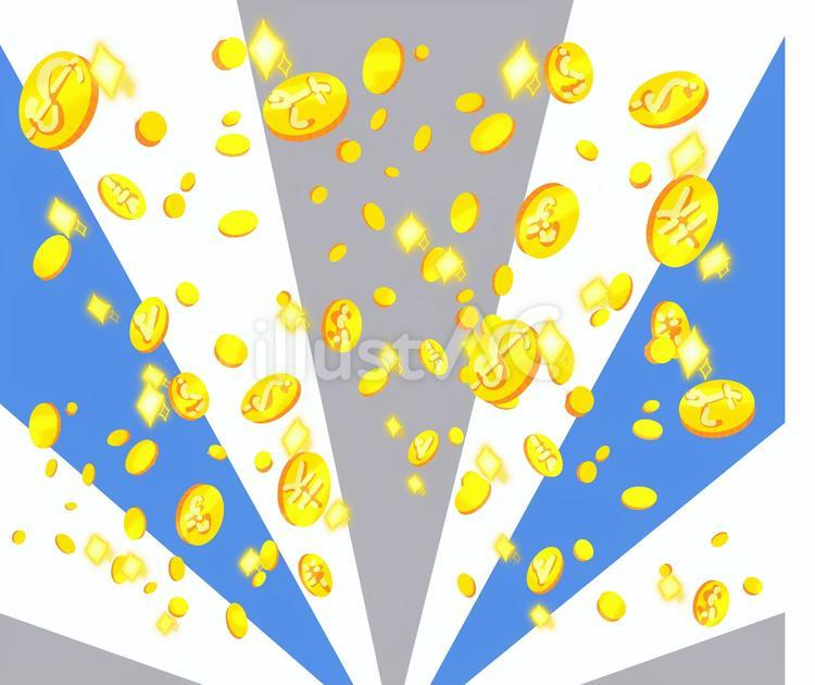 放射線背景の金貨素材 金貨,コイン,ゴールドのイラスト素材