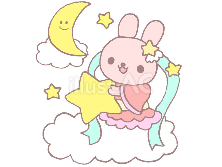 かわいいうさぎの織姫様 七夕,うさぎ,織姫のイラスト素材