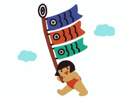 こいのぼりと金太郎 こいのぼりと金太郎 こいのぼり,金太郎,手描きのイラスト素材