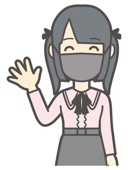  地雷系女子-130-バスト マスク,地雷系,女性,女の子,ツインテール,人物,かわいい,予防,清潔,衛生のイラスト素材