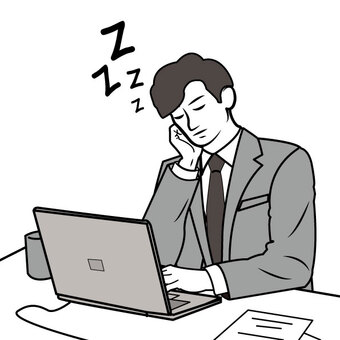 デスクで仮眠しているサラリーマン２ サラリーマン,ビジネスマン,男性,人物,オフィス,デスク,休憩,仮眠,昼寝,睡眠のイラスト素材