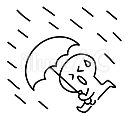 傘をさして大雨の中を歩く人・豪雨