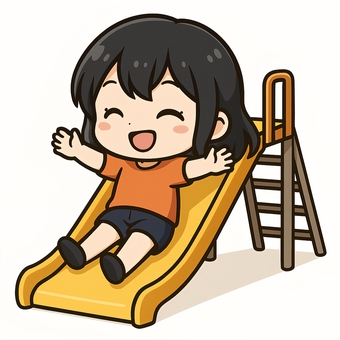 楽しく滑り台で遊ぶ女の子 楽しく滑り台で遊ぶ女の子 滑り台,遊ぶ,女の子のイラスト素材