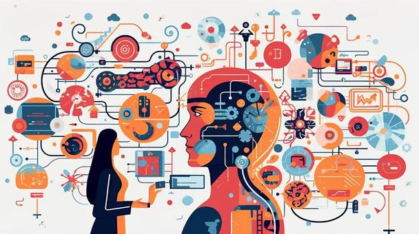 large scale language concept illustration, JPG large scale language concept illustration, brain, wisdom, technology, JPG