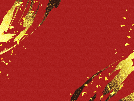 赤と金のスタイリッシュな和風背景 金,金箔,筆,赤,背景,和柄,キラキラ,和風,年賀状,フレームのイラスト素材