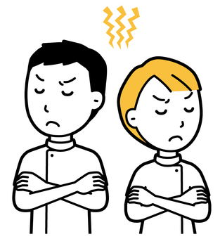  理学療法士の男女(黄)-033-バスト 喧嘩,理学療法士,男女,医療,病院,クリニック,整体師,柔道整復師,鍼灸師,人物のイラスト素材