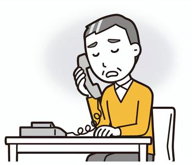 ニット中年男性(黄)-194-バスト  ニット中年男性(黄)-194-バスト 電話,落ち込む,おじさん,男性,中年,お父さん,パパ,シニア,ミドルエイジ,人物のイラスト素材