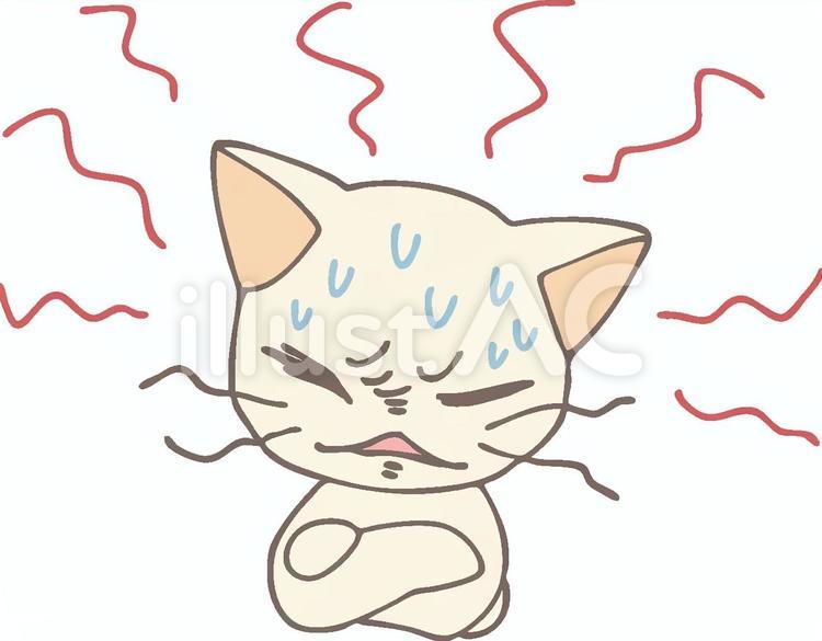 腕組みをして悩む猫のイラスト 猫,悩む,考えるのイラスト素材