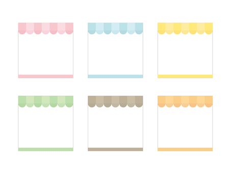 かわいいテントのお店フレームセット お店,フレーム,枠,店,店舗,囲み,見出し,テント,正方形,四角のイラスト素材