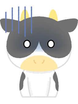 ウシどん引き ウシ,どん引き,引く,蒼白,青ざめる,ホルスタイン,乳牛,白黒,動物のイラスト素材