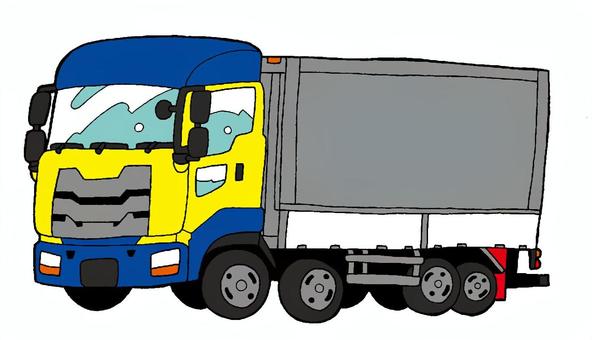 大型トラック　イラスト トラック,大型,黄色,青色,ツートンカラー,背景,色なしのイラスト素材
