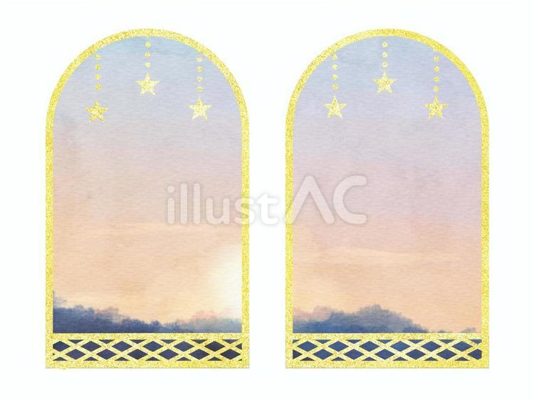 金のフレームと空42 金,フレーム,枠のイラスト素材