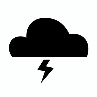 天気表示カミナリ アイコン,マーク,カミナリ,雷,雷雲,シルエット,モノクロ,天気のイラスト素材
