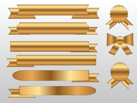 Illustration, ribbon, set, gold, 