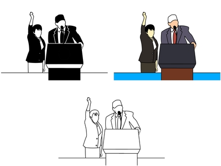 演説 人,人物,男性,女性,セット,代表,首脳,要人,幹部,権力者のイラスト素材