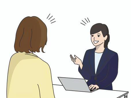 打合せする人たち 打合せ,説明,相談,ビジネス,対面,スーツ,女性,笑顔のイラスト素材