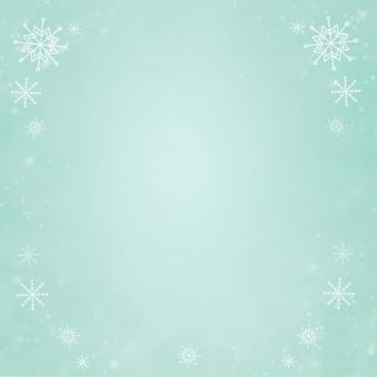 あわいミント色の雪の結晶のフレーム背景 ミント,ミントグリーン,ミントブルー,冬,雪,雪の結晶,背景,フレーム,キラキラ,パステルのイラスト素材