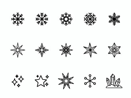 雪の結晶セット 雪の結晶,結晶,冬,星,キラキラ,水晶,雪,石,四芒星,六芒星のイラスト素材