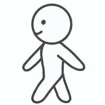 歩く人物のイラスト 人物,歩く,歩行,移動,散歩,動作,ポーズ,ゆっくり,手描き,クレヨン風のイラスト素材