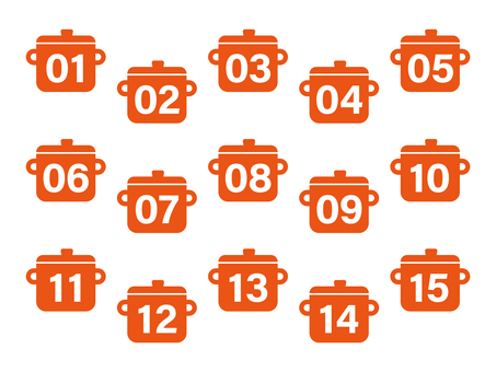 数字（鍋アイコン）02-01 数字,ナンバー,番号,鍋,セット,アイコン,シンプル,マークのイラスト素材