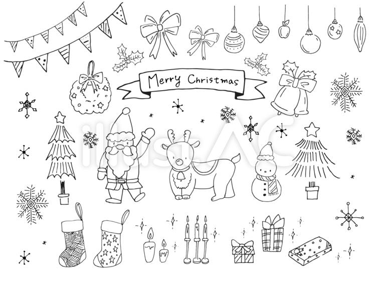 クリスマスの塗り絵 クリスマス,塗り絵,ぬりえのイラスト素材
