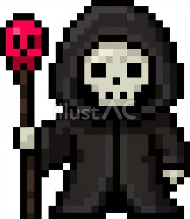 ドット絵の黒のネクロマンサーです。 ドット絵,ネクロマンサー,シンプルのイラスト素材