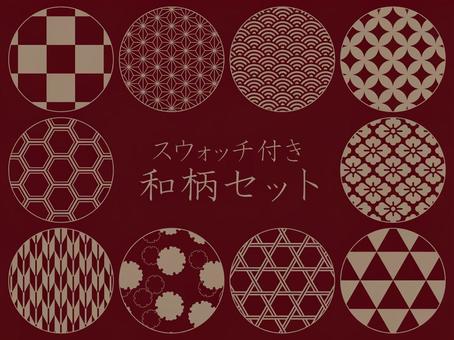 Japanese pattern set with swatch, lan nangani, lan, gaya jepang, JPG, PNG and AI