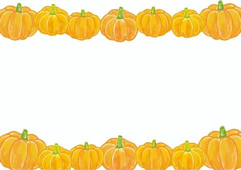 かぼちゃ_フレーム01A 秋,収穫,手描き,オレンジ,かぼちゃ,パンプキン,野菜,食べ物,自然素材,ナチュラルのイラスト素材