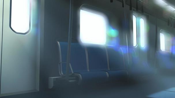 海外風の電車の煌くまばゆい座席 電車,電車内,背景,乗り物,座席,吊り革,公共機関,交通機関,通勤,通学のイラスト素材