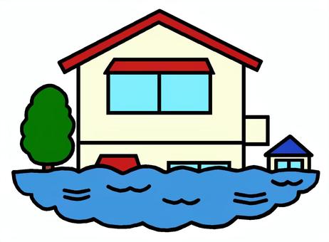 水害 水害,大雨,洪水,浸水,台風,災害,線状降水帯,集中豪雨のイラスト素材