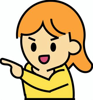 指をさす女の子 指をさす女の子 指さす,アクション,ポーズ,表情,元気,指摘,ポジティブ,女の子,人物,キャラのイラスト素材