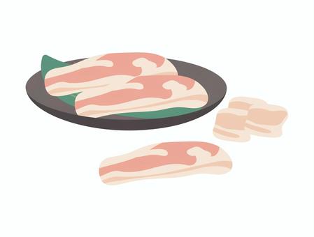 豚バラスライス 豚肉,バラ,スライス,食べ物,生,皿,精肉,食肉のイラスト素材