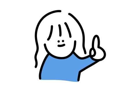 人差し指を立てる女の子 女の子,ゆるい,かわいい,優しい,人差し指,シンプル,ワンカラー,手書き,青,水色のイラスト素材