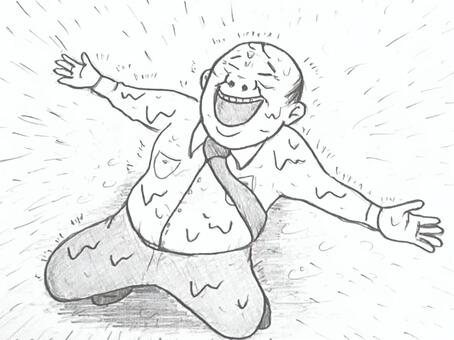 もう傘ささない！ 傘,大雨,ゲリラ豪雨,サラリーマン,おじさん,ショーシャンク,シュールのイラスト素材