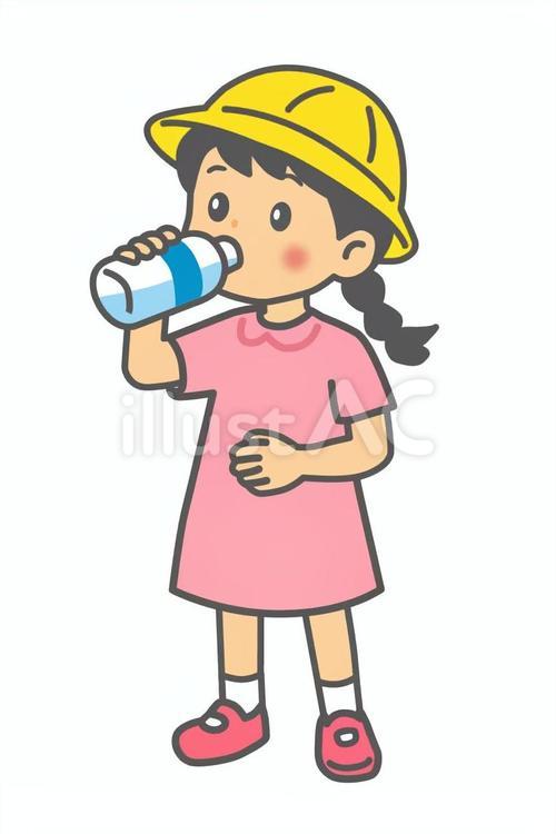 熱中症対策をする子ども-2　水分補給 熱中症,熱中症対策,水分補給のイラスト素材