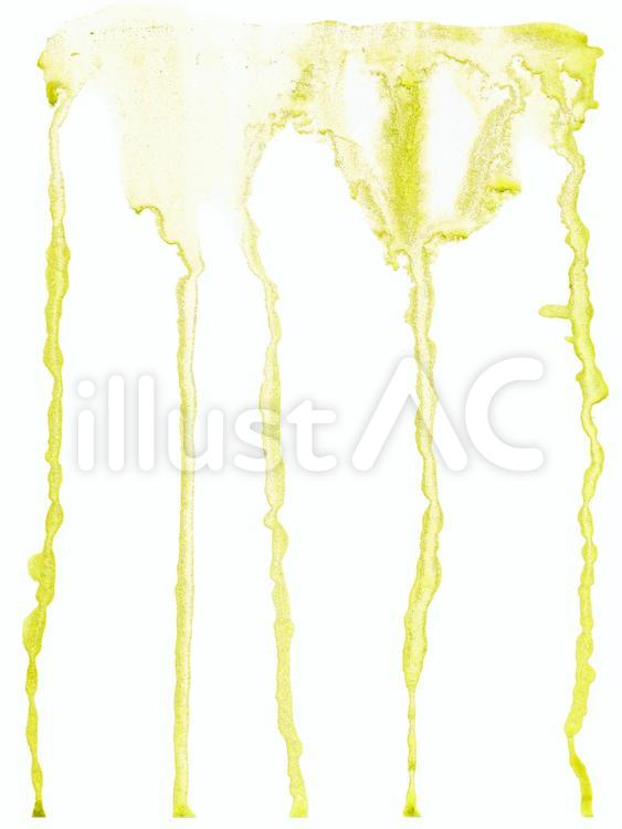 イエローの液体が垂れる水彩画 液体,垂れる,ハロウィンのイラスト素材