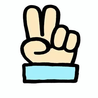 ピースの手 ピース,チョキ,２,ブイサイン,v,ラッキー,やった,勝利,2番目のイラスト素材