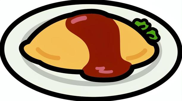 白の皿のオムレツです。 オムレツ,シンプル,洋食,卵料理,ケチャップ,食卓,オムライス,白のイラスト素材