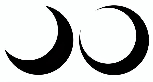 モノクロの月のセット 三日月,月,モノクロ,黒,白背景,アイコン,シンボル,夜,天体,シンプルのイラスト素材