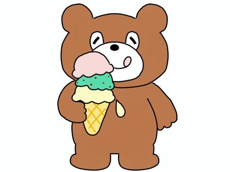 アイスクリームくまのクマちゃん くま,アイスクリーム,バニラ,いちご,チョコミント,かわいいのイラスト素材