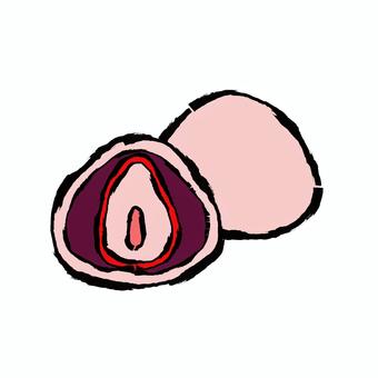 手描きアイコン_いちご大福 スイーツ,お菓子,デザート,いちご大福,アイコン,イラスト,手描き,シンプル,甘い,食べ物のイラスト素材