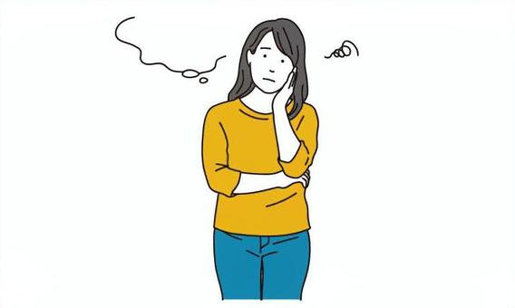 考え事をする女性のイメージイラスト素材 考え事をする女性のイメージイラスト素材 主婦,女性,悩む,考える,困る,疑問,人物,イラスト,シンプル,シンプルタッチのイラスト素材