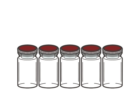 サンプル瓶 透明 5本 実験器具,理科,科学,化学,シンプル,サンプル瓶のイラスト素材